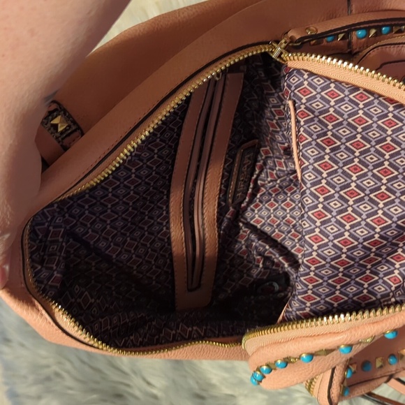 Coral color Urban Expressions backpack with embellishments - Picture 4 of 8